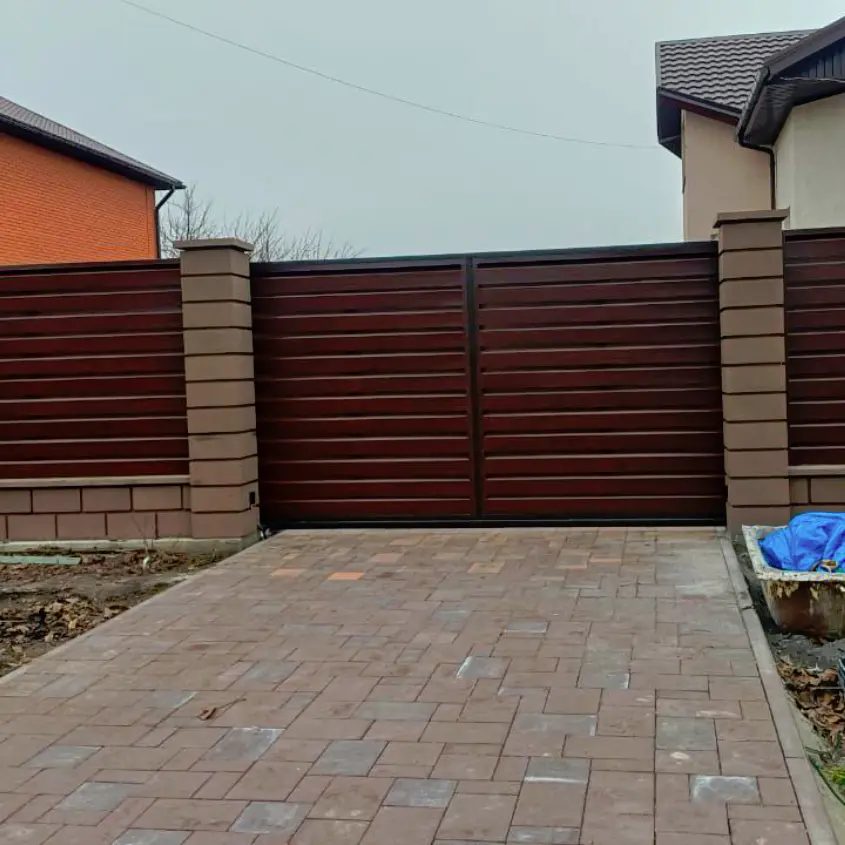 Фото 2 Забор жалюзи ХайТек Бордовый Венге Steelart двусторонний